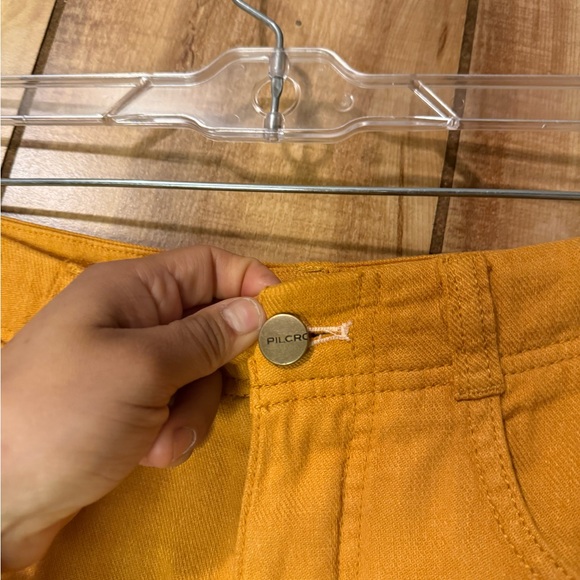 Anthropologie Pilcro Yellow Pants Wide Leg Raw Hem - Picture 4 of 12